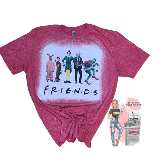 Christmas Friends Bleached Tee