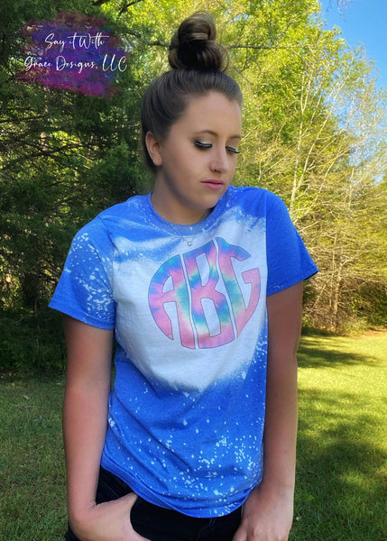Tie Dye Monogram Bleached Tee