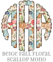 Beige Fall Floral Monogram